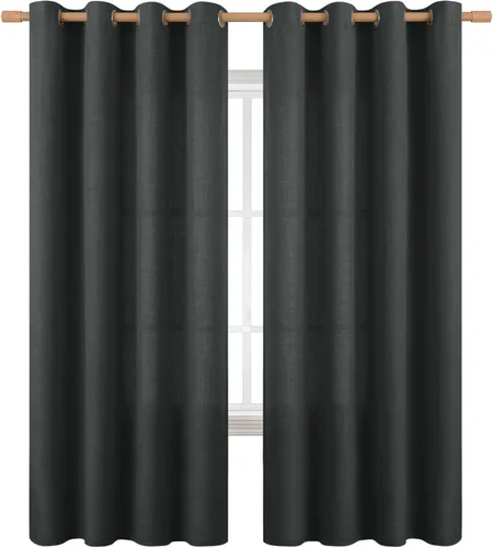 Miniatura 11 de BGment Cortinas de Lino Beige de 63 Pulgadas de Largo 2 Paneles - Tratamientos para Ventanas con Textura de Arpillera Filtrantes de Luz Cortinas