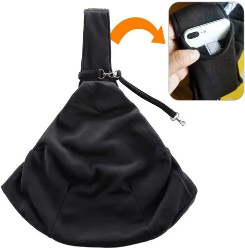 Miniatura 6 de Bolsa de viaje pequeña para perros y gatos – Transportador de mascotas manos libres con correa ajustable y barril de identificación de acero