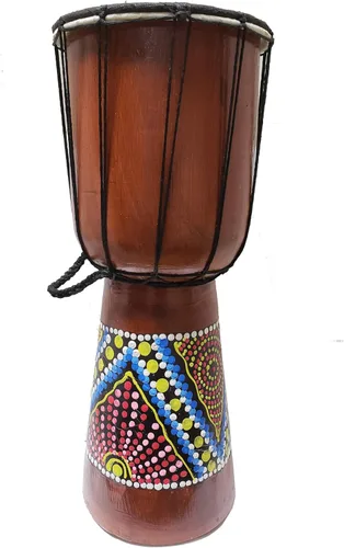Miniatura 22 de Djembe decorativo de novedad de 6" de alto x 4" de ancho en la parte superior (Abstracto, 15.2 cm)