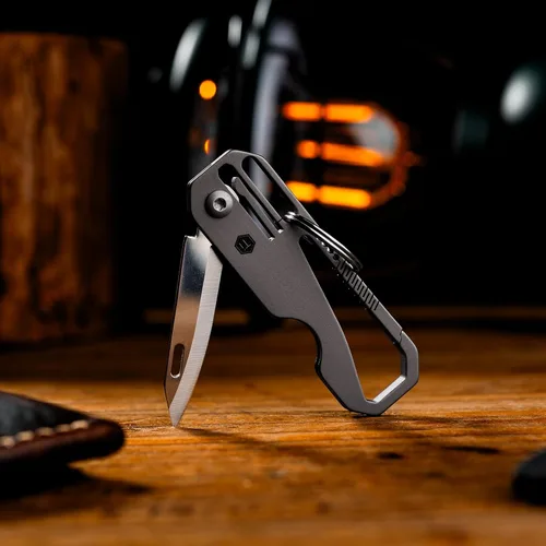 Miniatura 2 de KeyUnity KK08 EDC Cuchillo plegable de titanio con mosquetón para llevar a diario (KK08)
