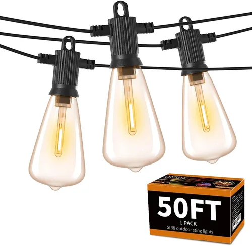 Miniatura 9 de ZOTOYI Luces de Cadena para Exteriores de 25 Pies, Luces de Patio Impermeables IP65 con 13 Bombillas LED ST38 Irrompibles, Luz Colgante Exterior