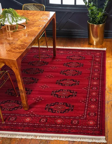 Miniatura 12 de Unique Loom Tekke Collection - Alfombra de área - Khabour (2' 7" x 12' corredor rojo/negro)