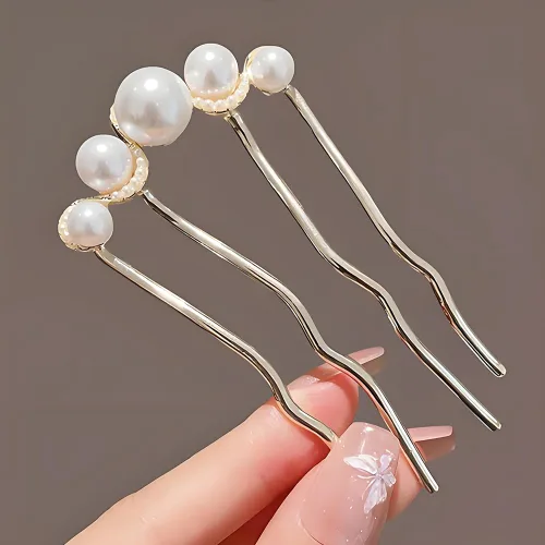 Miniatura 6 de 2 horquillas para el cabello en forma de U para moños, horquillas francesas para cabello grueso, peines laterales para mujer, peine de pelo negro