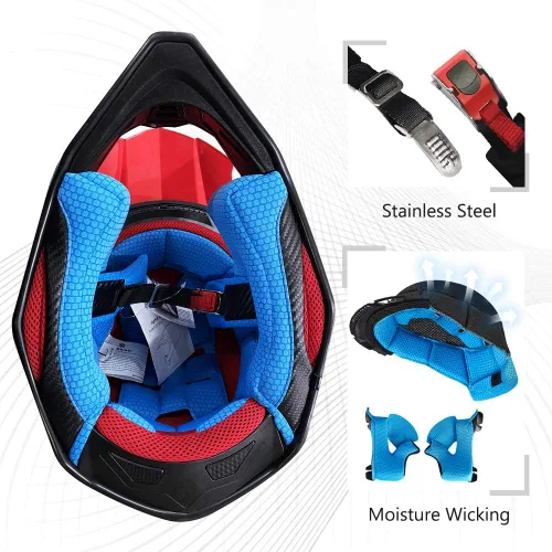 Miniatura 5 de ILM - Cascos de motocross para niños y jóvenes, para bicicleta todoterreno, ATV, con forro supersuave, soporte para cámara, para hombres y mujeres