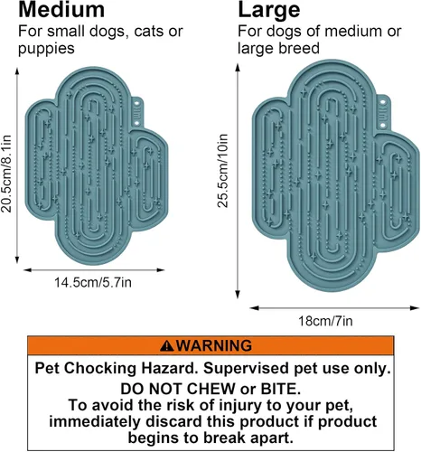 Miniatura 3 de OHMO - Alfombrilla para lamer Cactus para perros y gatos (paquete de 2) Fácil de limpiar, alfombrilla de alimentación lenta para mascotas con Azul