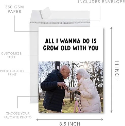 Miniatura 5 de Andaz Press Tarjeta fotográfica personalizada de 8.5 x 11 pulgadas con sobre, tarjeta de aniversario personalizada para marido, esposa, él, ella