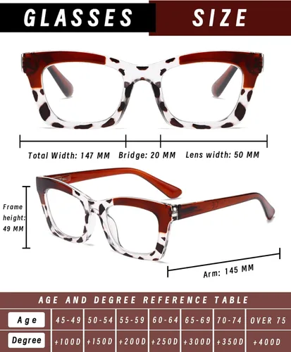 Miniatura 3 de Hubeye Oprah Style - Lentes de lectura para mujeres y hombres, bloqueo de luz azul, para computadora con bisagra de resorte Negro+leopardo