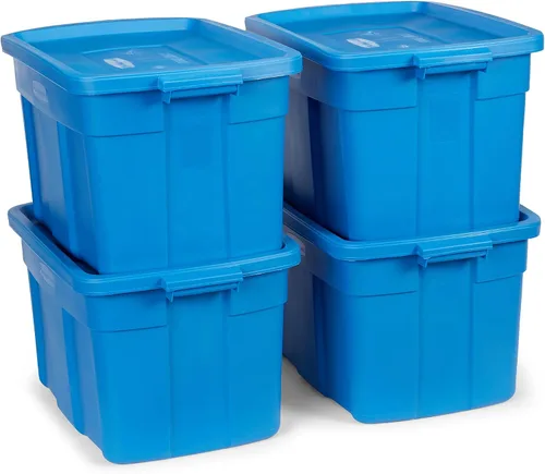 Miniatura 12 de Rubbermaid Roughneck Tote - Paquete de 6 unidades, 10 galones, fabricado en Estados Unidos, color azul patrimonio, contenedores de almacenamiento