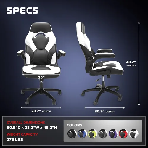 Miniatura 2 de RESPAWN 3085 Silla ergonómica para juegos para adultos, silla de oficina con respaldo alto con reposacabezas y brazos abatibles, asiento de cuero