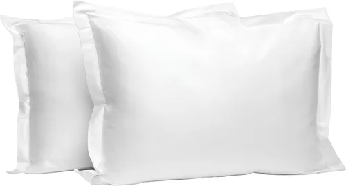 Miniatura 24 de Pizuna Juego de 2 fundas de almohada de 100 % algodón puro, tamaño estándar, color blanco, lujosas fundas de almohada de 400 hilos de satén