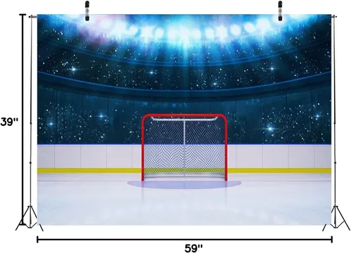 Miniatura 8 de BELECO Telón de fondo de estadio de hockey sobre hielo de 5 x 3 pies, portería de hockey, arena, escenario, juegos, aficionados, hockey