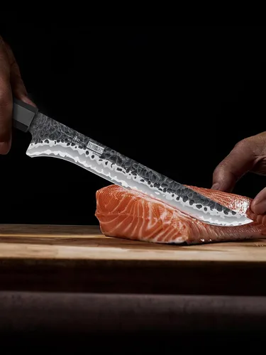 Miniatura 5 de HOSHANHO - Cuchillo de filetear de 7 pulgadas, cuchillo para deshuesar forjado a mano y afilado como una navaja, cuchillos de pescado de acero súper