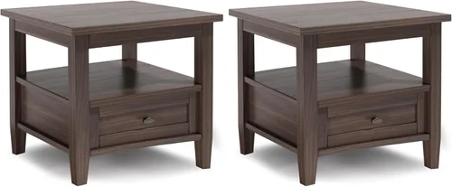Miniatura 35 de SIMPLIHOME Warm Shaker - Mesa auxiliar de madera maciza de 20 pulgadas de ancho x 20 pulgadas de alto, color marrón carbón envejecido, mesa