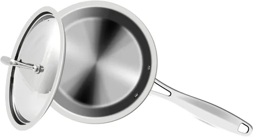 Miniatura 2 de Nuwave Cacerola comercial de acero inoxidable de 1.5 cuartos de galón con tapa ventilada, construcción de tres capas, acero inoxidable 18/10 prémium