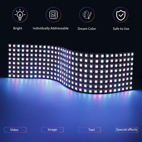 Miniatura 2 de WS2812B RGB LED Digital Flexible Panel de luz direccionable individualmente WS2812 8X8 16X16 8X32 Módulo LED Matriz Pantalla DC5V
