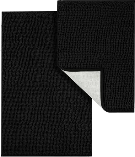 Miniatura 9 de LINLA Juego de 2 alfombras de baño de felpilla suave y absorbente, antideslizante, de secado rápido, lavables, alfombras para el suelo, bañera