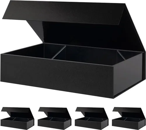 Miniatura 26 de BLK&WH Caja de regalo de 9 x 6.5 x 3.8 pulgadas, caja de regalo negra, caja de padrino, caja plegable con tapa de cierre magnético para embalaje