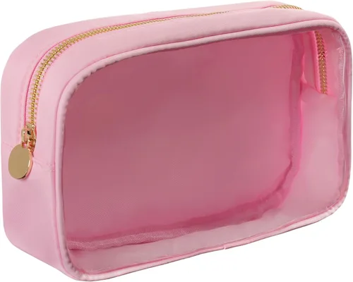 Miniatura 10 de Bolsa de maquillaje de viaje cosmética bolsa de maquillaje de aseo Orgnizer para mujeres, Sacos transparentes de color rosa intenso, Internacional
