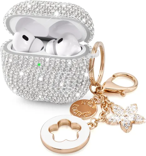 Miniatura 17 de VISOOM Bling Airpods Pro 2ª Generación Funda - Funda para AirPods Pro 2 con Cordón para Mujeres 2024 Crystal iPod Pro 2 Funda de Carga Inalámbrica