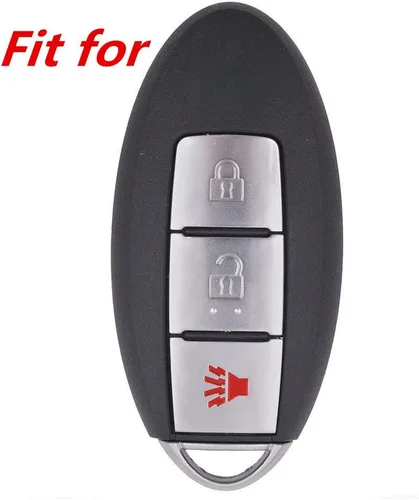 Miniatura 6 de Cuero para Nissan Versa Rogue Pathfinder 370Z Armada Juke Murano Titan Infiniti EX35 FX35 QX50 QX70 Smart 3 Botones Funda Funda Llavero Cadena Negro
