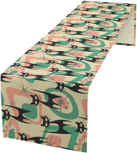 Miniatura 29 de Camino de mesa con diseño de patas de perro, lindo animal con estampado de patas de cachorro, decoración de fiesta de cumpleaños, casa de campo