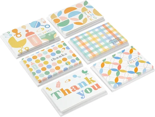 Miniatura 4 de Hallmark Surtido de tarjetas de agradecimiento para bebé, pastel retro (48 tarjetas con sobres)