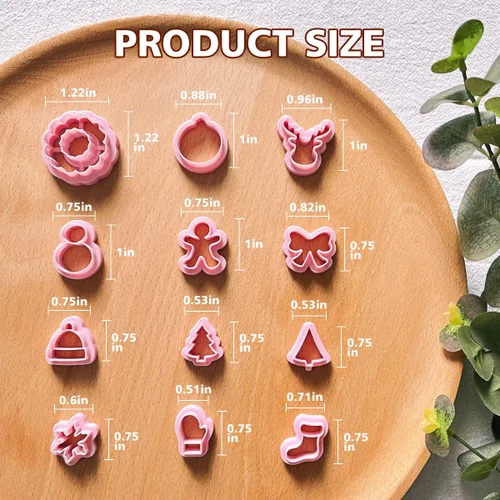 Miniatura 4 de KEOKER Cortadores de arcilla polimérica de Navidad, cortadores de arcilla de Navidad para hacer aretes, 21 formas de aretes de arcilla de Navidad