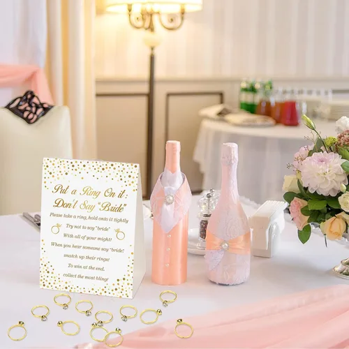 Miniatura 3 de Jetec Juego de 100 anillos falsos para despedida de soltera con tarjeta de no decir novia para boda, compromiso, fiesta, despedida de soltera
