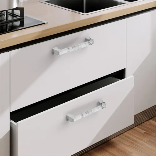 Miniatura 6 de 9BUILD Paquete de 10 manijas de gabinete de 11.3 pulgadas, tiradores de gabinete de mármol blanco, manijas de cocina para armarios, tiradores