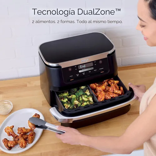 Miniatura 3 de Ninja Foodi Air Fryer 6 en 1 con megaZone de 7 cuartos y divisor de cesta para proteínas grandes y comidas completas Cocina 2 alimentos a la vez