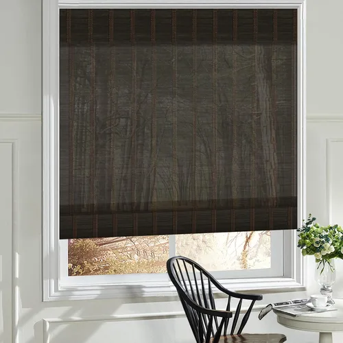 Miniatura 9 de Cortinas romanas de madera para ventana, cortinas de bambú opacas forradas, fácil instalación para el hogar y el jardín, patrón 1