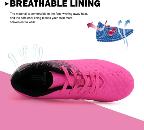 Miniatura 4 de Brooman - Zapatos deportivos con tacos para niños y niñas, zapatos de fútbol para usar al aire libre