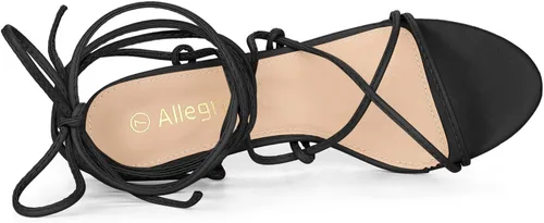 Miniatura 5 de Allegra K Sandalias de tacón de aguja con tiras y puntera abierta para mujer