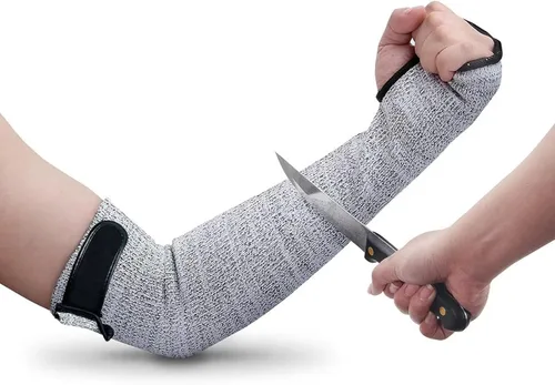 Miniatura 11 de Cut Resistant Sleeves Level 5 Arm Protection Sleeve with Thumb Slot Grey Gardening Sleeves for Women Men 14.0 in(1 par)-gris