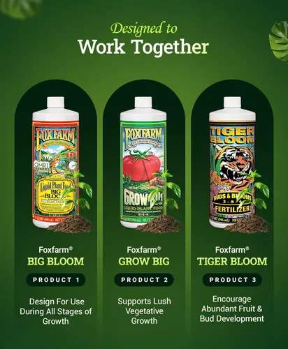 Miniatura 5 de FoxFarm Fertilizer Soil Trio Liquid Nutrient: Tiger Bloom, Grow Big, Big Bloom - Botellas de cuarto de galón (paquete de 3-32 onzas)