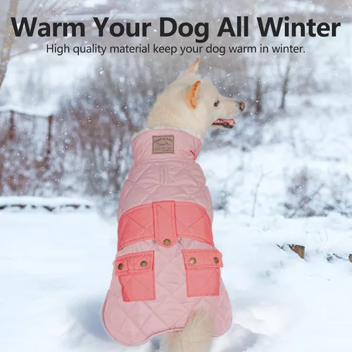 Miniatura 2 de KYEESE Abrigo para Perros Cálido Abrigo de Invierno Acolchado para Mascotas con Agujero para la Correa Chaqueta Suave para Perros con Bolsillo