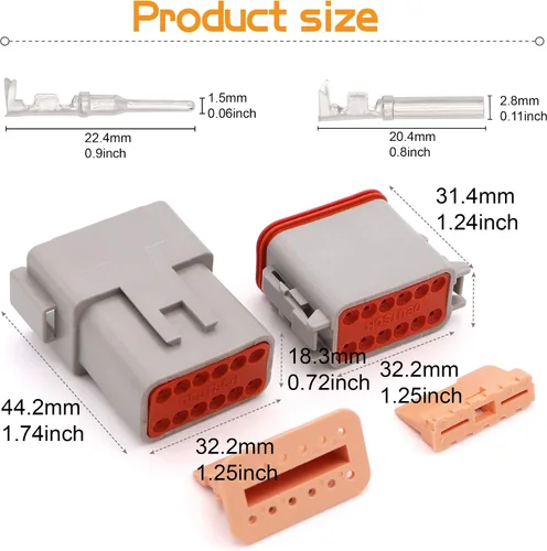 Miniatura 5 de Conector de la serie DT 12 pines (16 AWG-22 AWG) sellado macho y hembra Auto impermeable conector de cable eléctrico enchufe