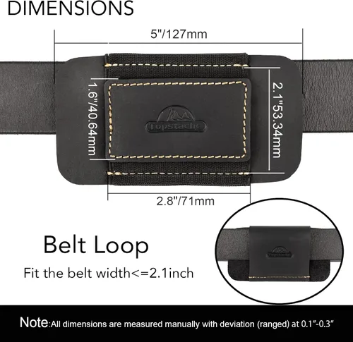 Miniatura 2 de Topstache Funda de cuero de transporte horizontal para cinturón, cuero natural con banda elástica EDC para cuchillos, organizador de bolsillo