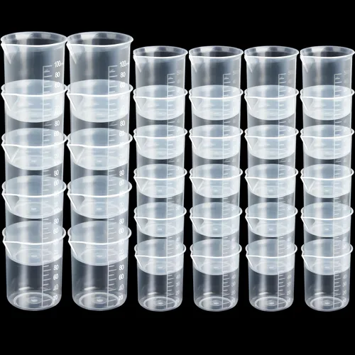 LEOBRO 36 vasos mezcladores de resina, 12 vasos medidores de plástico de 3.5 onzas líquidas para resina, 24 tazas de mezcla de pintura de 1.7 fl oz,