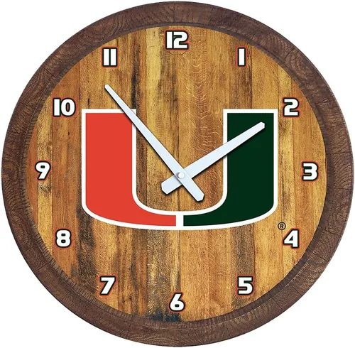 Miniatura 149 de The Fan-Brand NCAA Oklahoma Sooners: Reloj de pared con parte superior de barril de imitación para decoración de bar, decoración de fiesta