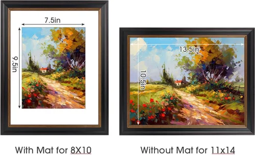 Miniatura 3 de Golden State Art, Marco de fotos negro de 11 x 14 pulgadas con borde burdeos y dorado, tapete blanco para fotos o fotos de 8 x 10 pulgadas y cristal