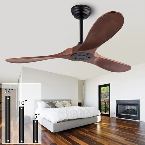 Miniatura 18 de QUTWOB Ventilador de techo de madera de 42 pulgadas con control remoto de luces, motor CC silencioso de 3 aspas para patio, sala de estar, Cuerpo