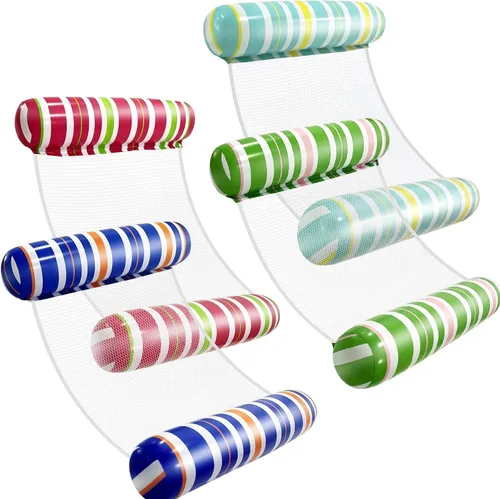 Paquete de 4 flotadores de piscina para adultos, hamaca inflable de agua Meegoo con malla, flotador de piscina para adultos, flotador 4 en 1 para