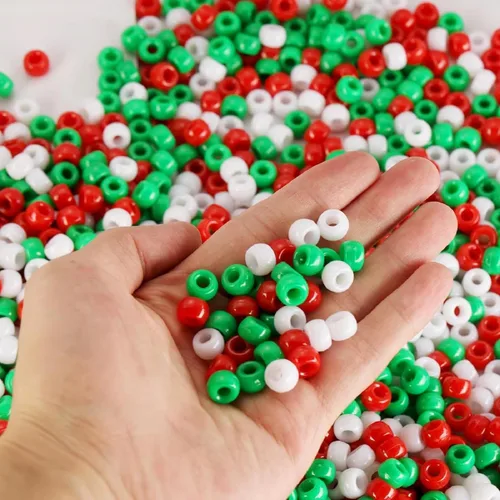 Miniatura 7 de 2400Pcs Red White and Blue Pony Beads (6x9mm), Plastic Independence Day Star Beads for DIY Crafts Making, 4th of July Large Hole Pony Beads Bulk