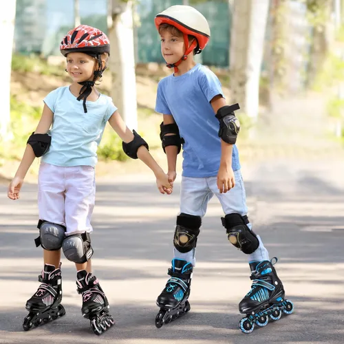 Miniatura 7 de Patines en línea ajustables para niñas y niños con ruedas de luz completa, divertidas cuchillas iluminadoras para principiantes, para niños, Blanco