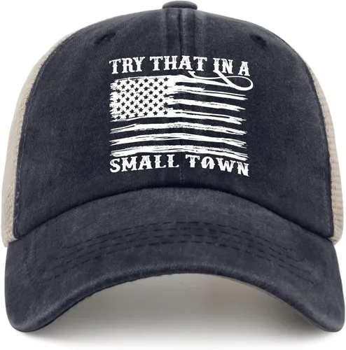 Miniatura 18 de Hat Try That in Small Towns Trucker Hat Men Funny Mesh Cap for Summer