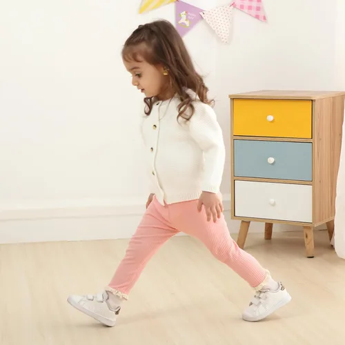 Miniatura 2 de DREAM BUS Paquete de 5 pantalones de bebé para niña, pantalones acanalados con volantes acampanados, leggings para bebé, pantalones acampanados