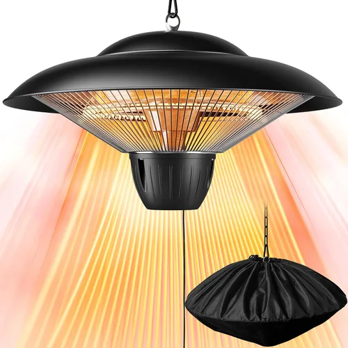 Miniatura 8 de Calentador eléctrico de patio de 1500 W, calentador infrarrojo colgante para exteriores con calefacción de fibra de carbono, calentador de techo