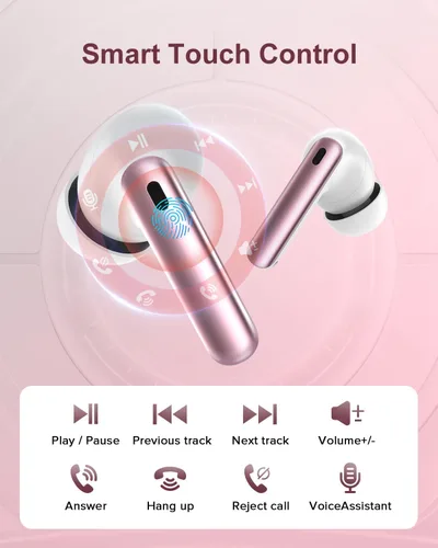 Miniatura 7 de Auriculares inalámbricos, 42H de tiempo de reproducción, auriculares Bluetooth 5.3, auriculares con cancelación de ruido de llamada estéreo HiFi