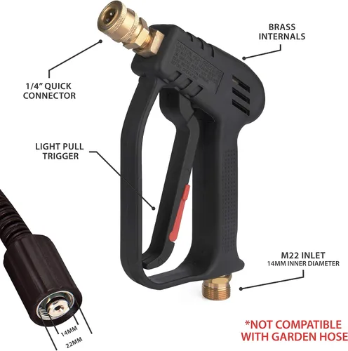 Miniatura 9 de McKillans® - Pistola de lavadora a presión de recambio M22 con entrada con extensión con acoplador de conector rápido de 1/4" Pistola rechoncha